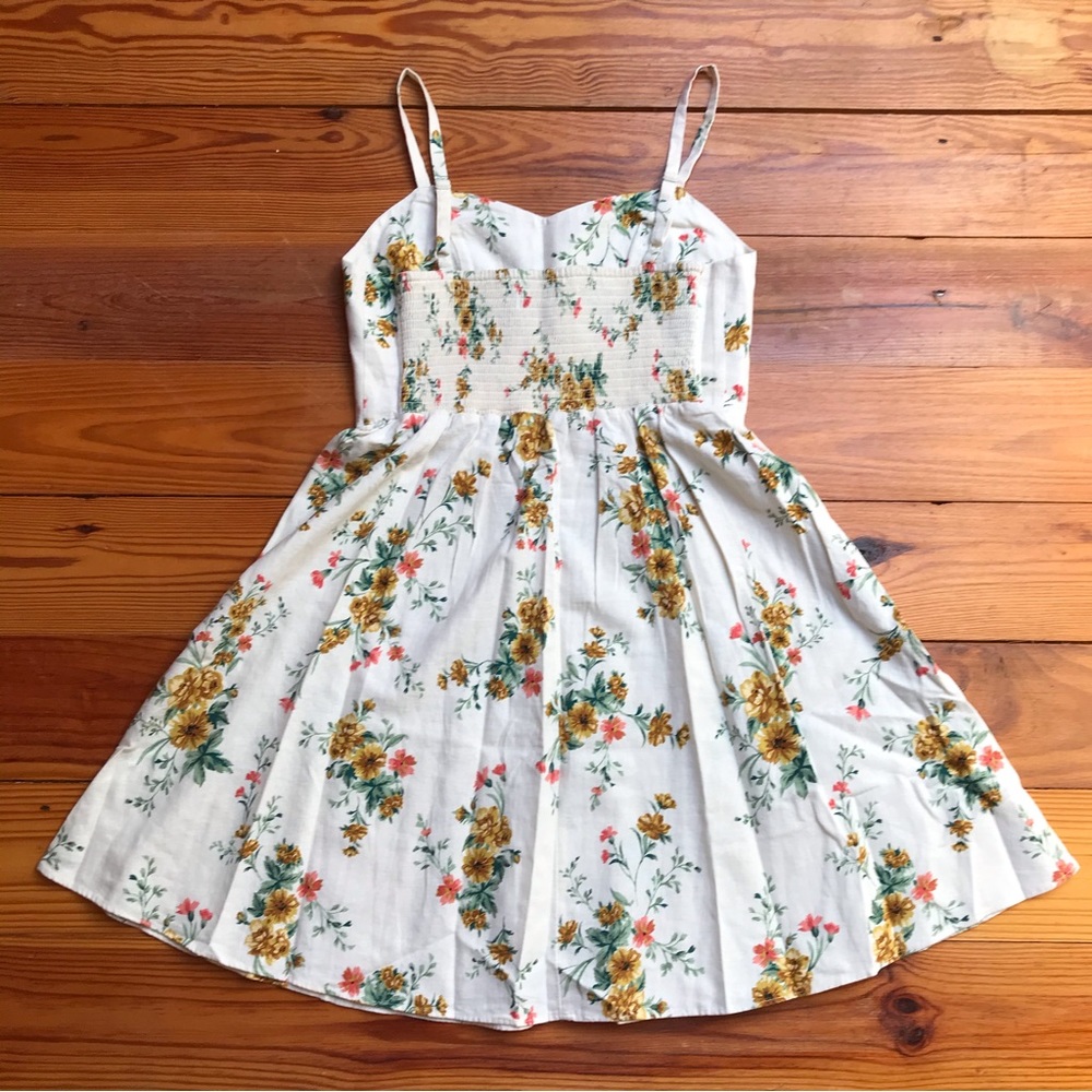 Old Navy Off White Yellow Floral Linen Cami Skater Dress, EUC, M - Picture 13 of 14